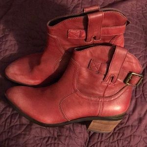 Lucky Brand distressed Red Booties